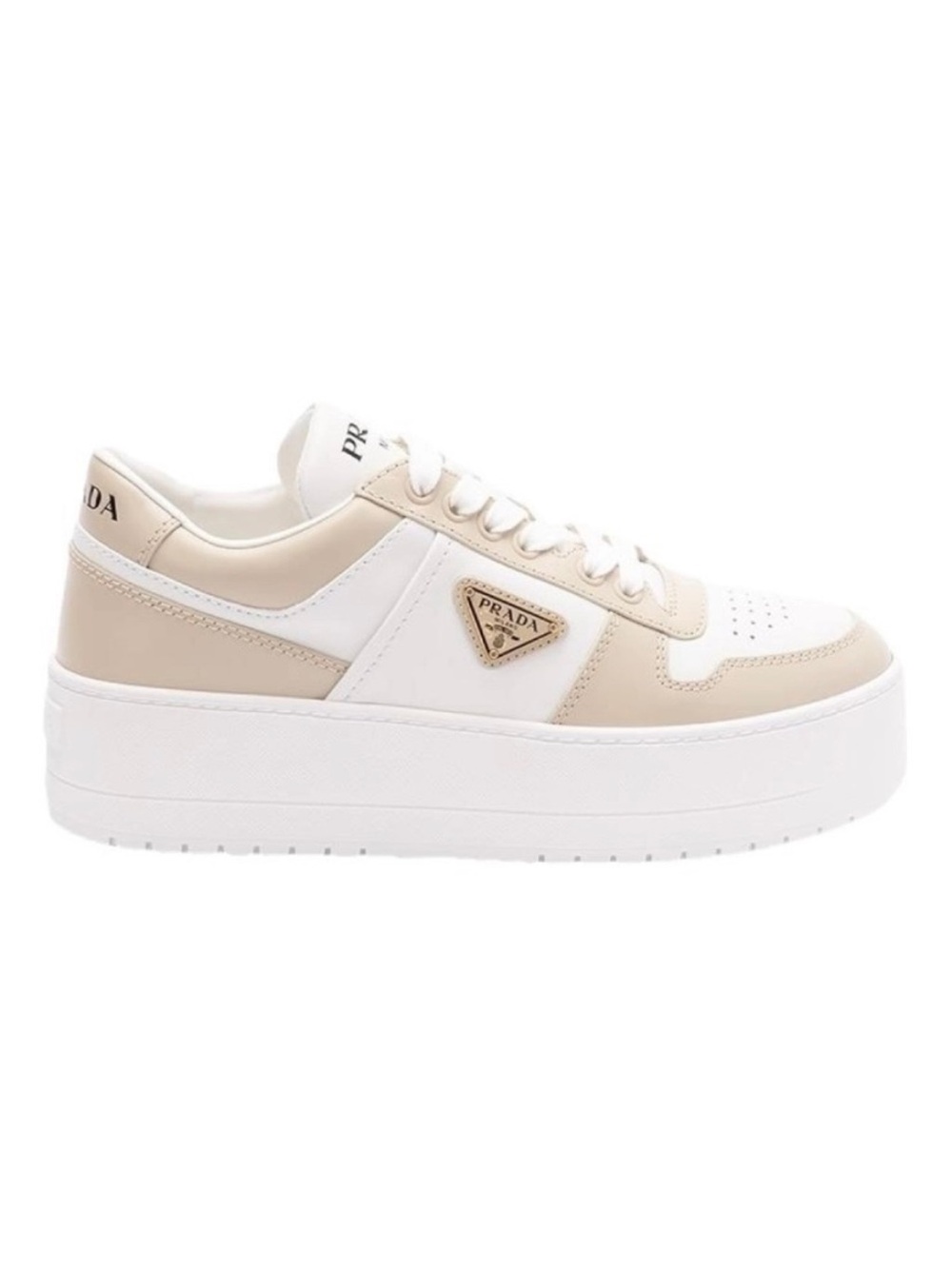 PRADA Downtown logo platform leather sneakers